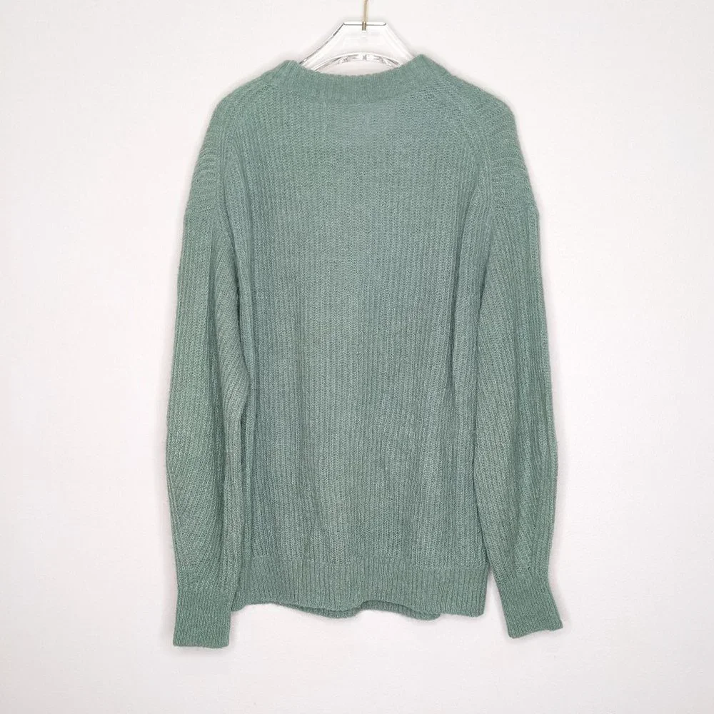 Everlane Sea Green The Alpaca Crew Sweater Long Sleeve Ribbed Size M - Picture 3 of 7